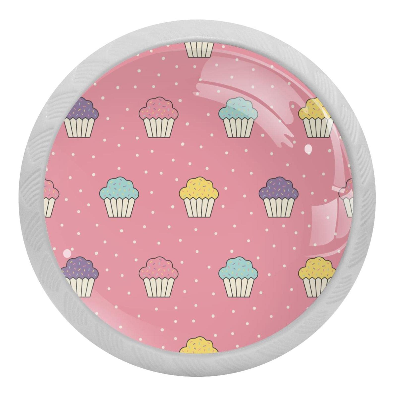 Boutons de tiroir en verre fluorescent cupcake lot de 4 poignées blanches de cuisine lumineuses