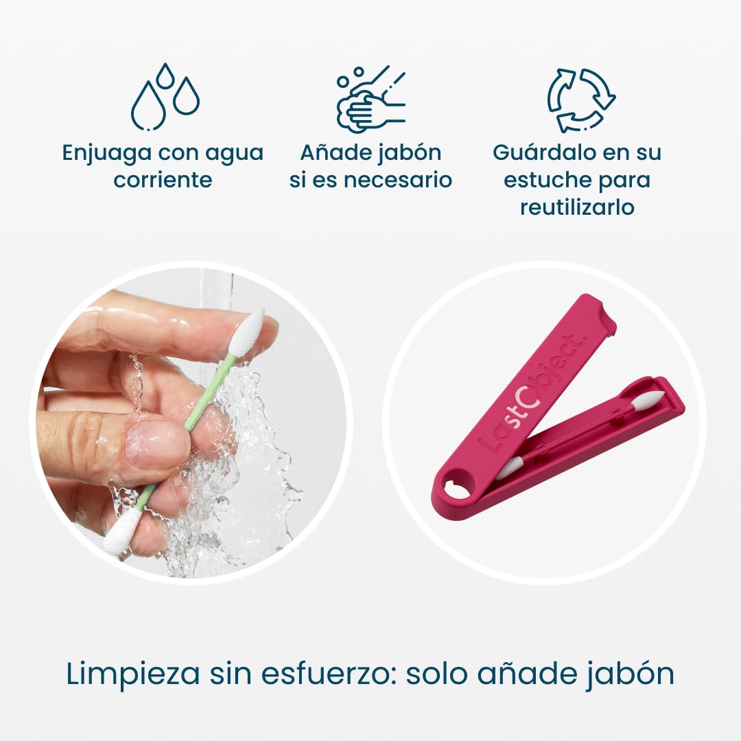 Hisopos reutilizables LastSwab® para rutinas de belleza – Alternativa sostenible a los hisopos desechables – Fáciles de limpiar – Se entregan con estuche de viaje - Roja — view 4