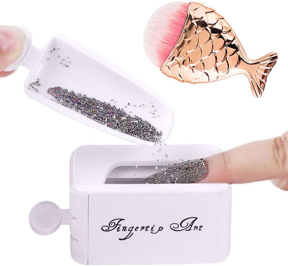 Nail Art Dip Powder Recycling Container,2 in 1 Nail Powder Recycling Tray Nail Dip Powder Sequins Glitter Recycling Tool Portable Dipping Powder Storage Box with Dust Remover Powder Brush