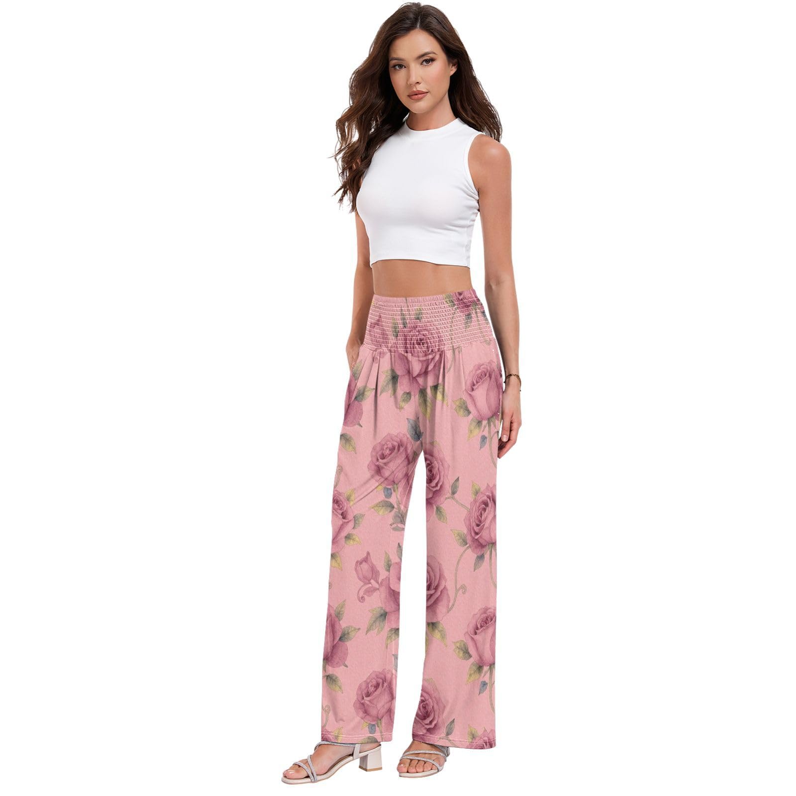 Blush Roses - Pantalones de descanso para mujer, ligeros, con tacto modal