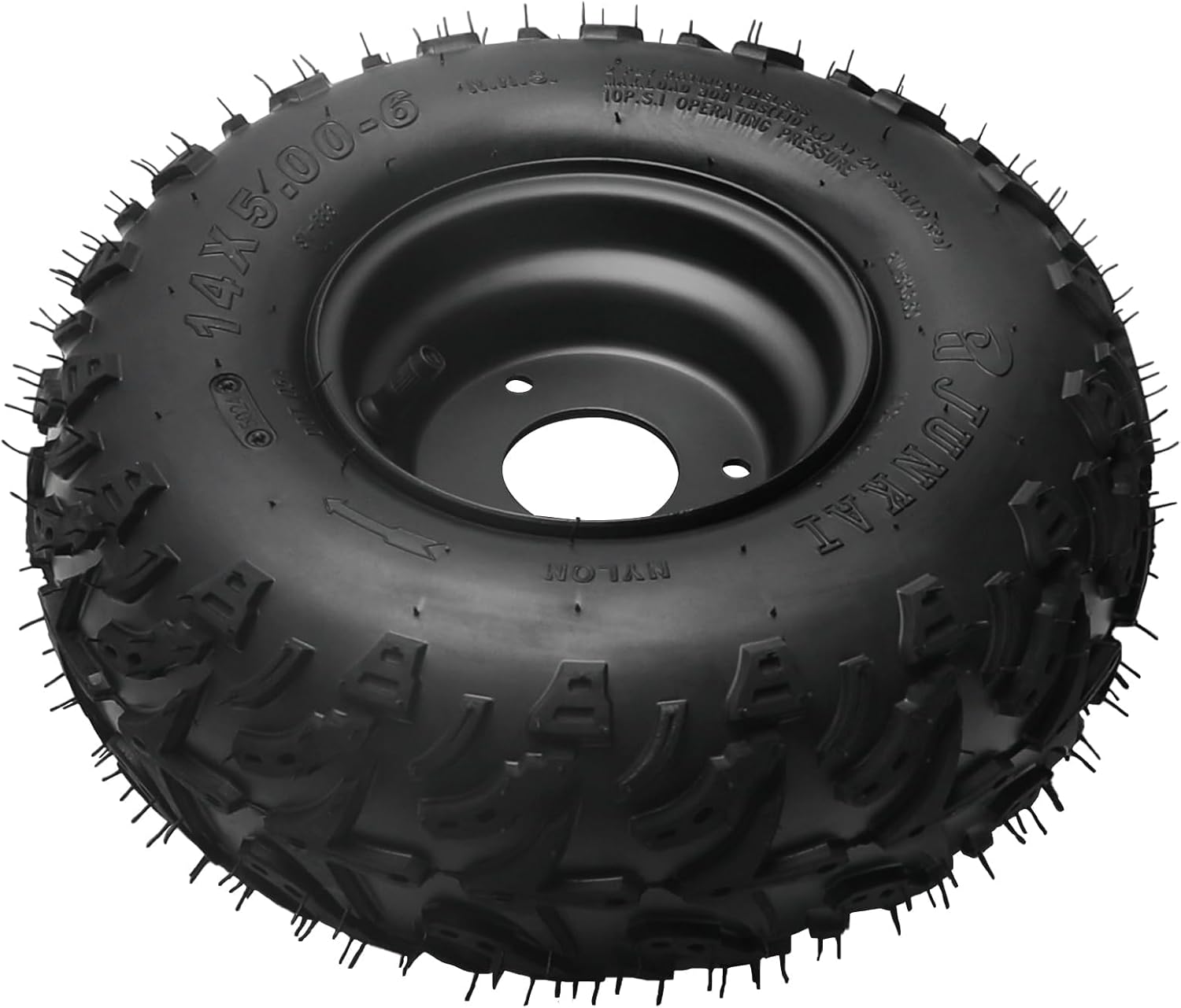 14x5.00-6 Tire & Wheel Assembly with Steering Knuckles, Front Hubs, 3-Lug Rims for ATV, Go-Kart, Mini Bike, Buggy, Lawn Mower, Snow Blower – Set of 2, Tubeless, 2-Ply