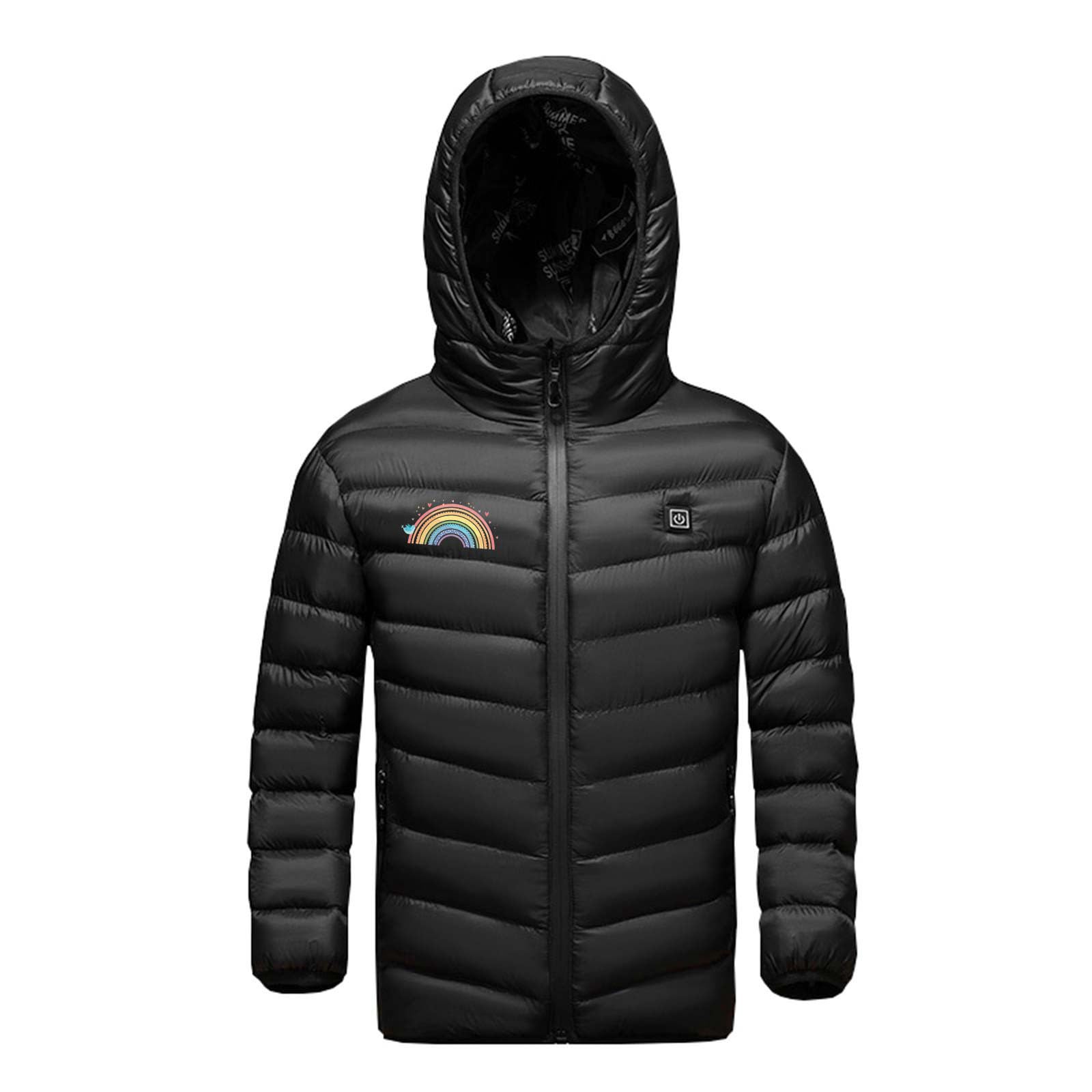 Veste Chauffante USB Enfants a Capuche Veste Chaude 3 Zones de Chauffage Doudoune Rapide Intelligent Chauffé Gilet Chauffant Électrique GarçOns Filles pour Camping Coupe-Vent Imperméable Ski
