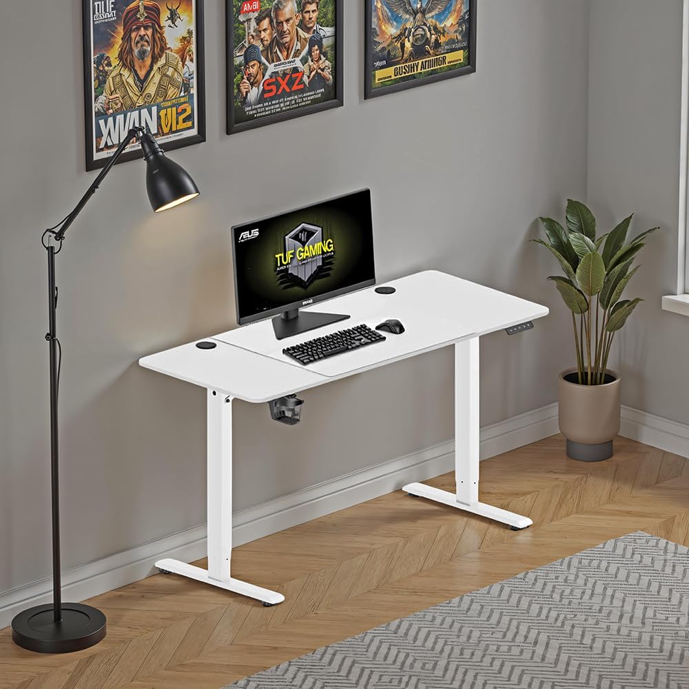 Adore Gaming Maestro-X Yükseklik Ayarlı Oyuncu Masası - Beyaz 140x72-117x60 cm