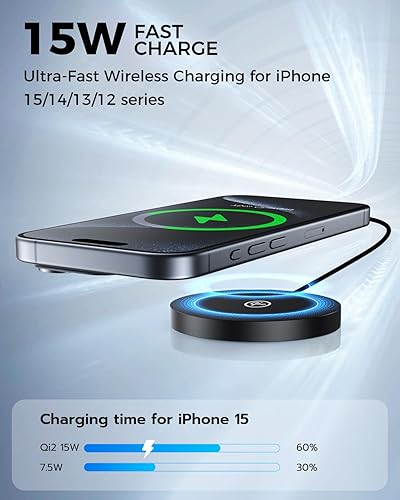 Miniatura 2 de NewQ Almohadilla de carga inalámbrica magnética, cargador inalámbrico certificado de 15 W Mag-Safe compatible con iPhone 1616 Plus16 Pro16 Pro