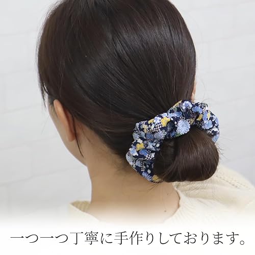 Bandas elásticas japonesas para el cabello CHIRIMEN (azul)