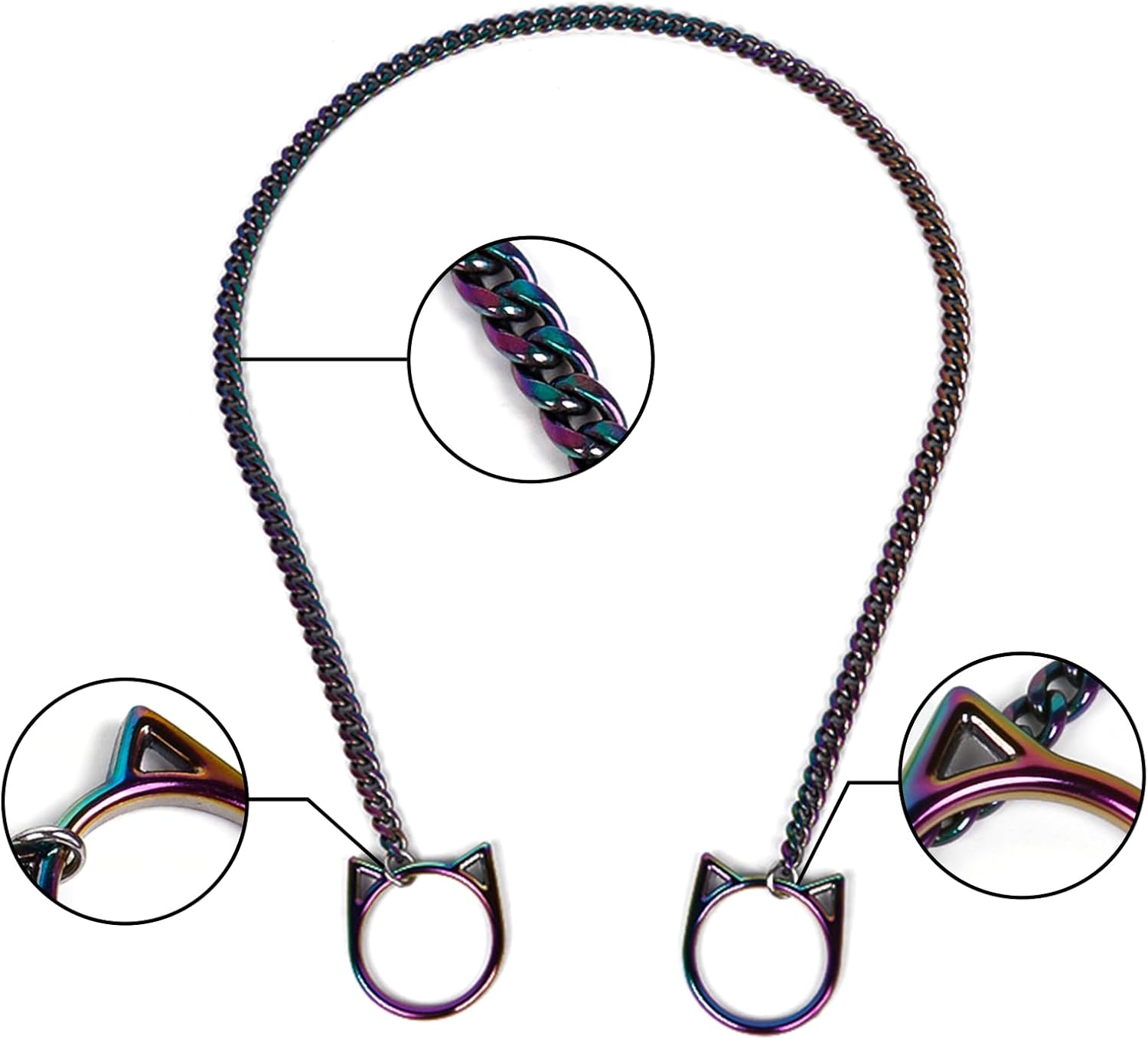 Cat O-Ring Slip Chain Necklace Stainless Steel Cuban Chain Punk Choker Necklace Jewelry Gift for Women - Image 9