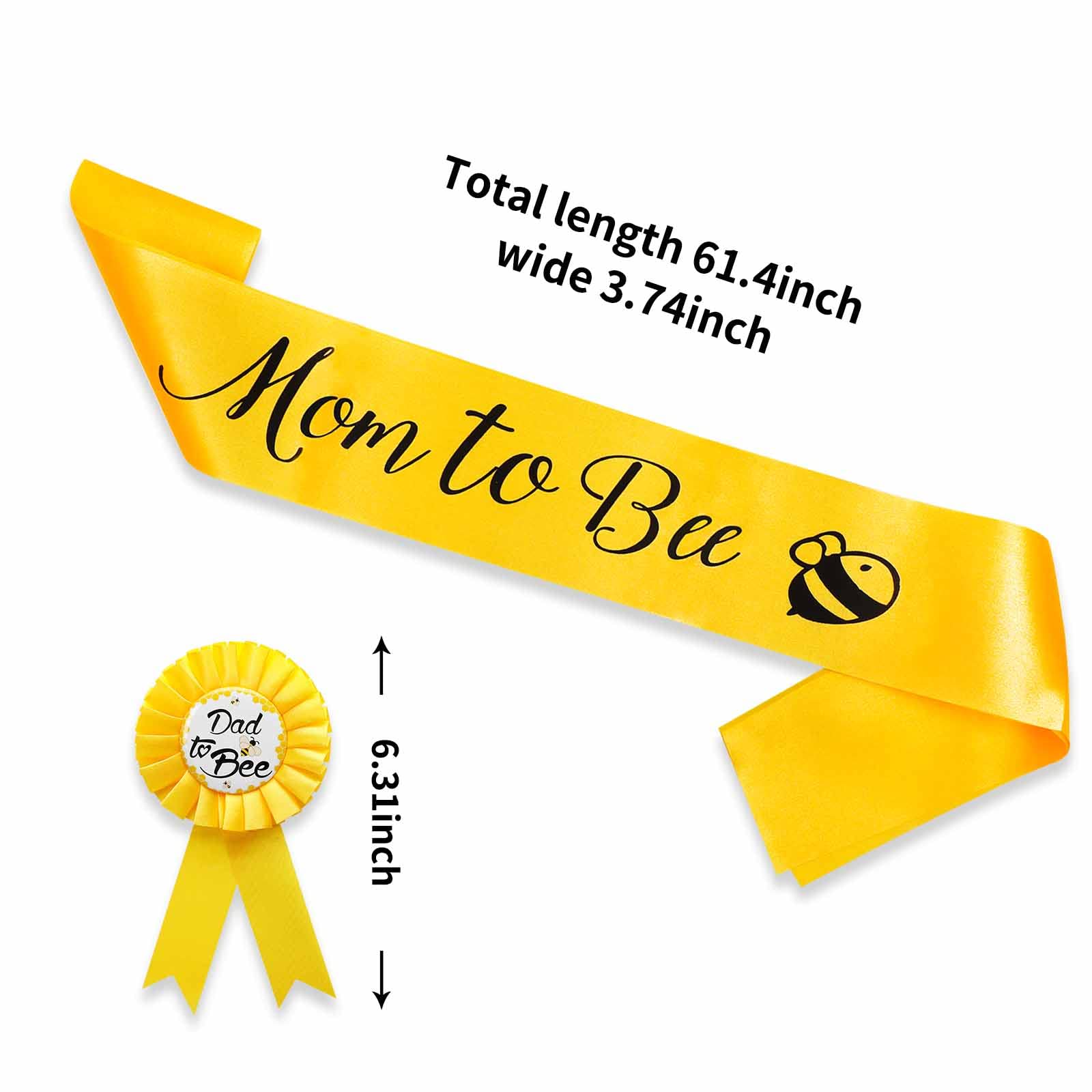 2 opakowania żółtej szarfy od mamy do pszczoły i tata do pszczoły blaszana plakietka, dekoracje na baby shower z uroczym wzorem pszczoły, przyjęcie powitalne dla dziecka