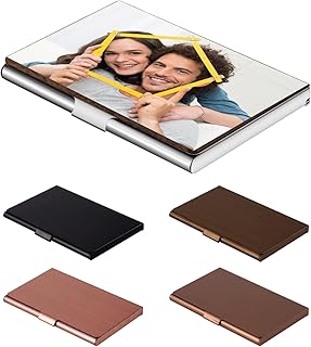 OXYEFEI Cartão personalizado, porta-cartões de metal que pode gravar a tampa super leve, fina e profissional, para cartões de crédito/visita/porta-cartões para homem, Foto (cor), Vintage