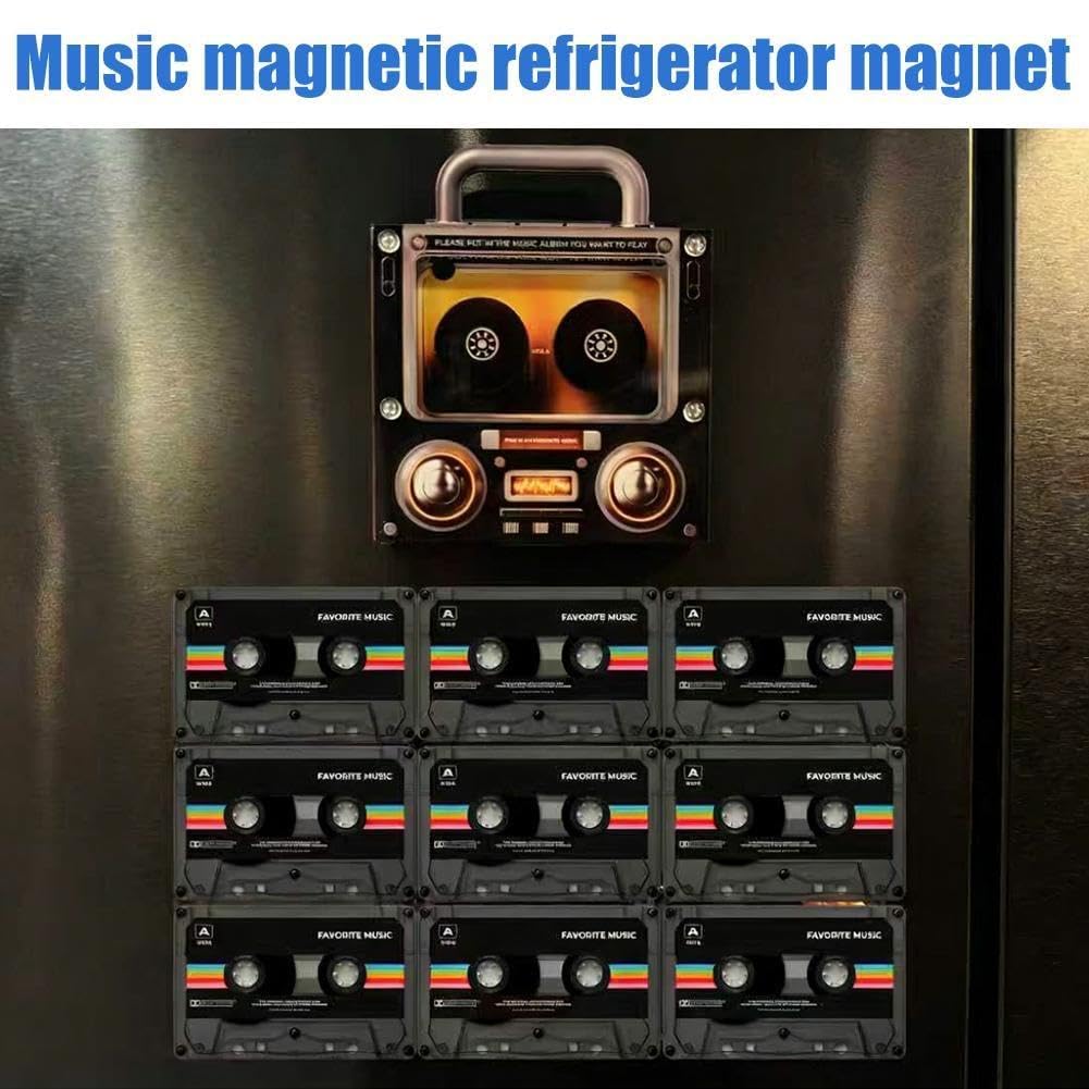 Set di 10 magneti da frigorifero con musica retrò, dischi in vinile con 128 MB NFC, decorazione divertente per la casa per gli amanti della musica