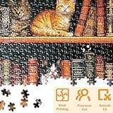 DONGTATA 1000 Piece Jigsaw Puzzle Challenging Small-Size Jigsaw for Adults 15×10 Inch Cute Cat Library Design Bookshelf Theme Stress Relief Gift for Home,Office,Decor - Image 5