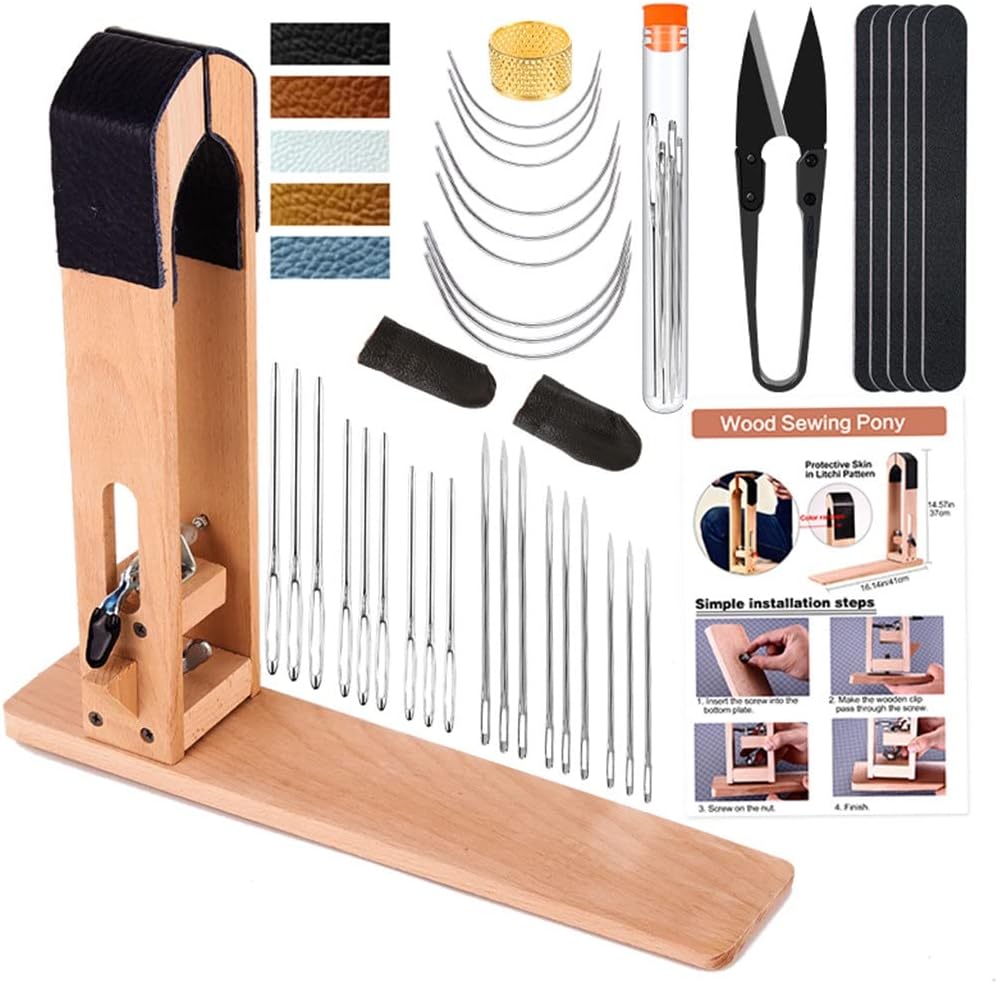 PMFNVXUW Versatile Leather Repair Purse Kit with Awl,Waxed Thread,Groover, Wool Dauber, Kits for Beginner