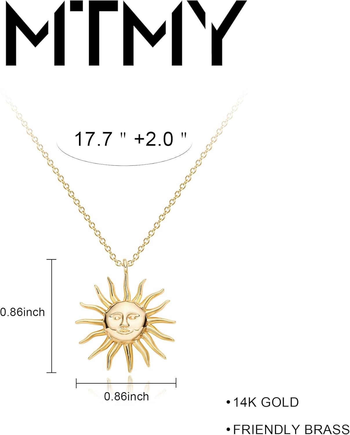 MTMY Gold Moon Pendant Necklace for Women,14K Gold Plated Dainty Chain Crescent Moon Sun Star Necklace Jewelry - Image 3
