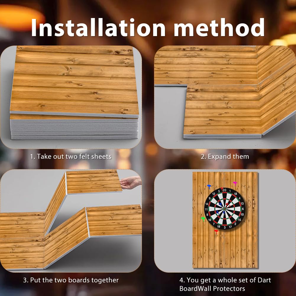 Dart Wandschutz, Holz Wandschutz Dartscheibe, Selbstklebend Gespleißt Filz Dartscheibe Wandschutz Surround Board