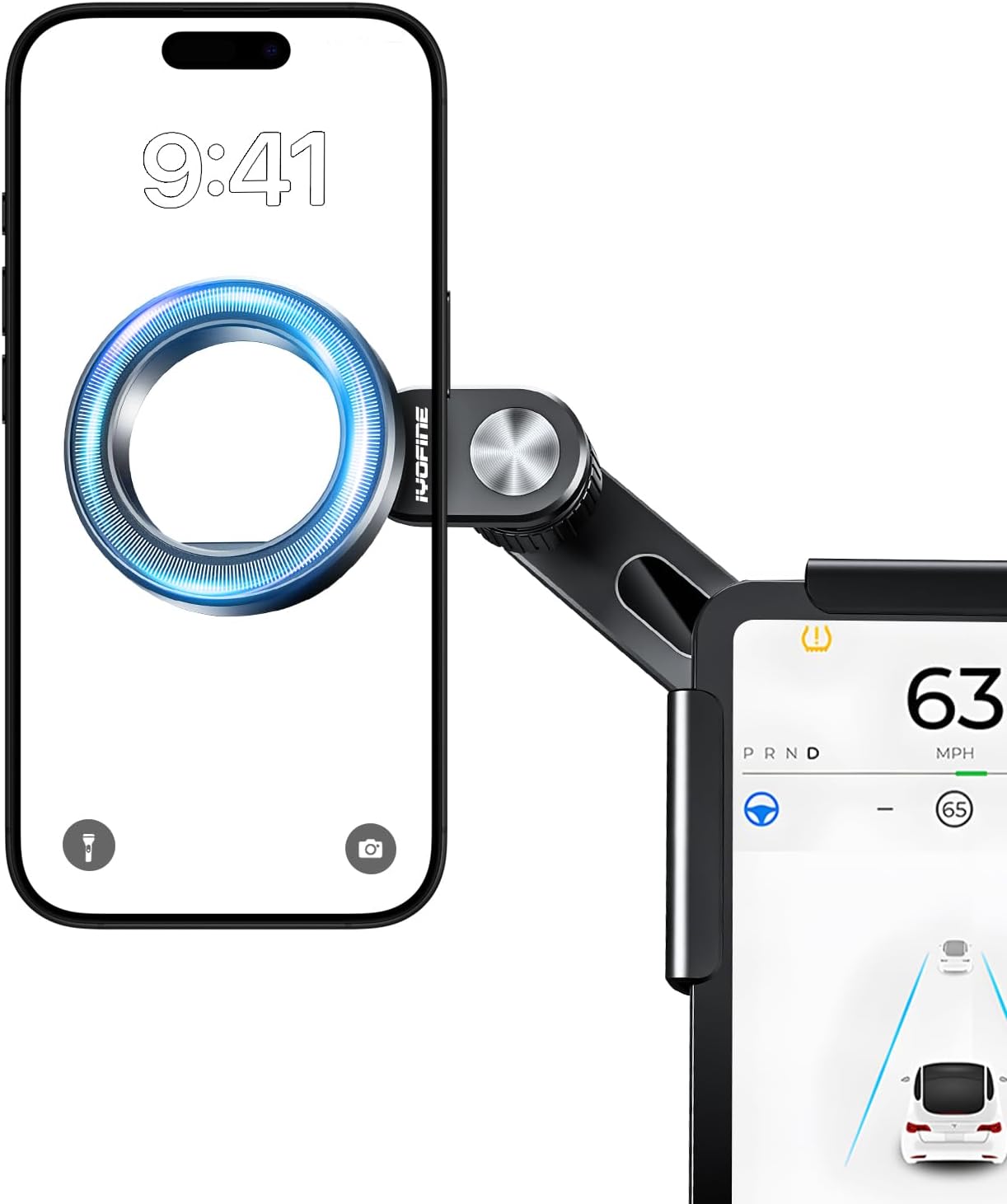 IYOFINE Tesla Phone Mount for tesla model y accessories 2025, No Glue Required, for MagSafe Magnetic Car Dash Phone Holder for Tesla Model 3/Y/S/X/Cybertruck Accessories (for Model 3/Y/S/X/Cybertruck)