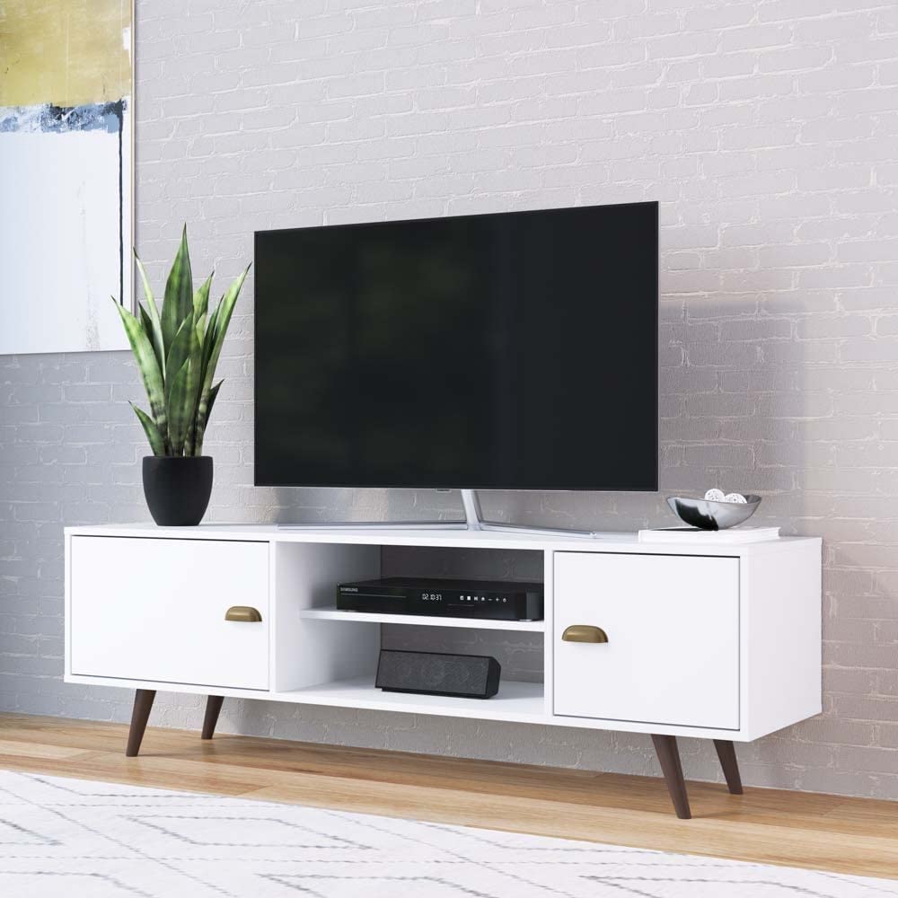 Danube Home Lombre 2 Door Tv Rack Upto 50 Inches Tv I Entertainment Modern Design Wall Unit Furniture I Tv Stand For Living Room, Bedroom I Tv Unit Rack L 150 X W 38.50 X H 58.50 Cm White
