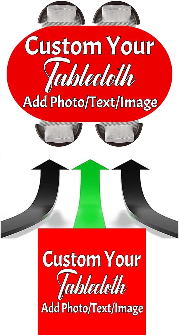 JCETUNO Custom Oval Fitted Table Cover with Elastic Customize Tablecloth Design Any Photo Text Image Personalized Washable Tablecloths for Dining Party Garden Decor, BlackA, Fits 48"x80" Oval Tables