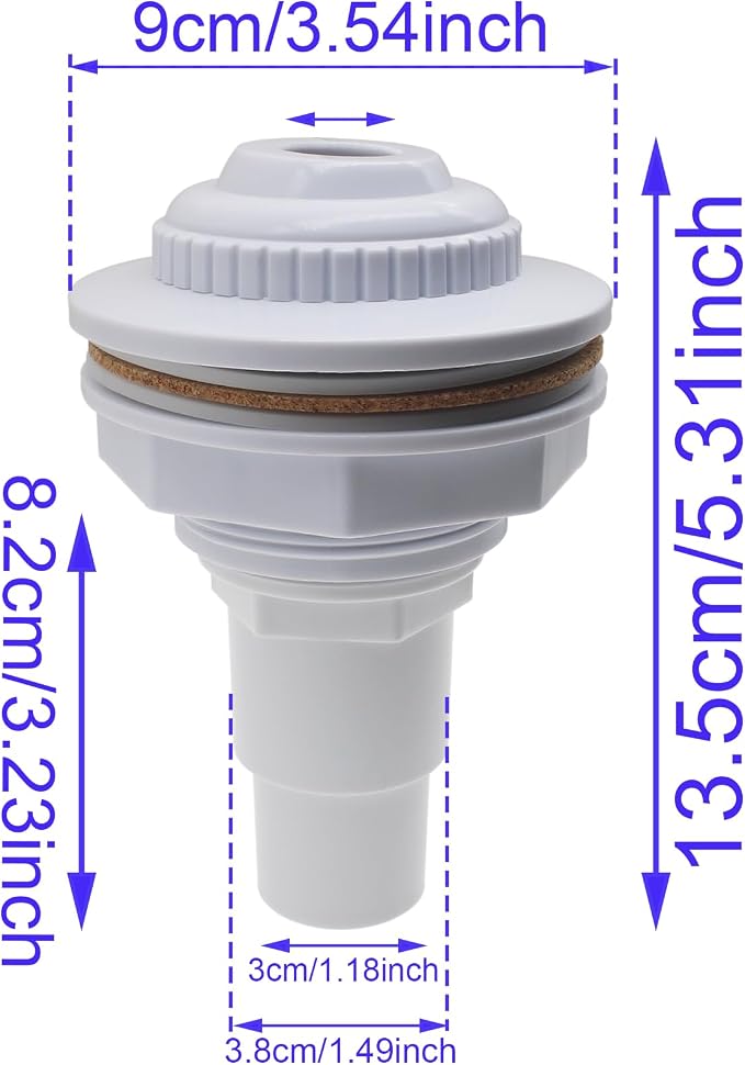 Pieza para Retorno de Piscina 1-1/2 Pulgadas ABS miniatura 2