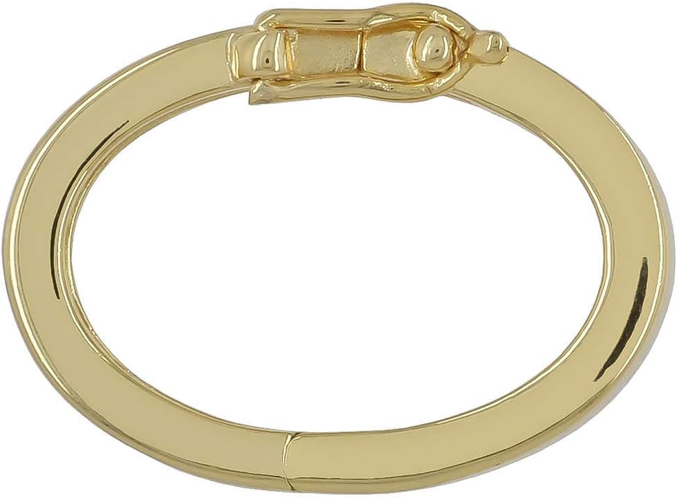 Large Sterling Silver Oval Shortener Pearl Enhancer Push Click Clasp with Secure Lock, 18kt Gold Plated