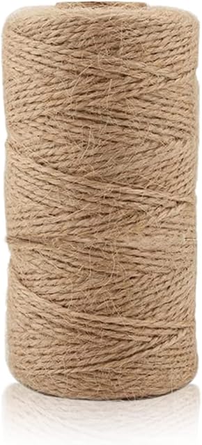 100M Natural Jute Twine, 3Ply Jute String Rope for Gift Wrapping, DIY Arts & Crafts, Gardening, Bottles, Bundling, Floral Arrangement, Baskets, Home and Wedding Decoration, 2mm Gardening Twine