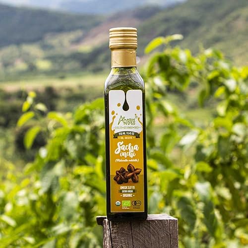 Miniatura 6 de Aceite de Sacha Inchi l 8.45 fl oz. (8.5 fl oz) Aceite orgánico de semillas incas virgen extra prensado en frío l Rico en Omega 3, 6 y 9 l de origen