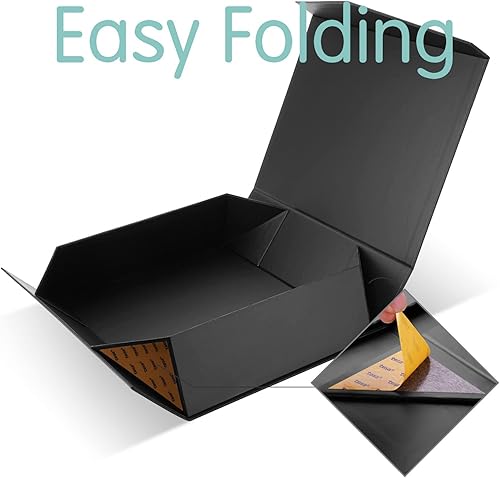 Miniatura 5 de Caja negra extragrande para padrino de boda con tapa, 16.3 x 14.2 x 5 pulgadas, magnética para ropa y regalos grandes (negro mate)