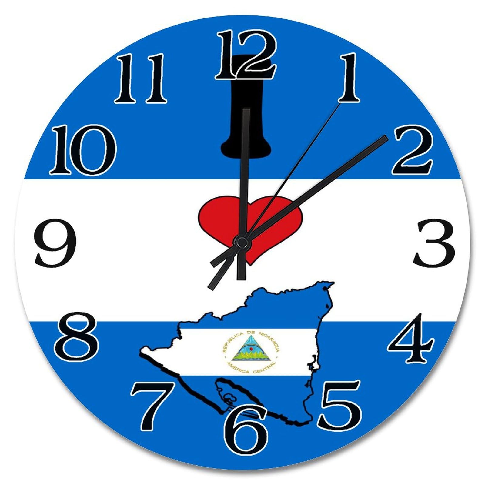 Horloge murale en bois texturé design Nicaragua avec cadran analogique silencieux
