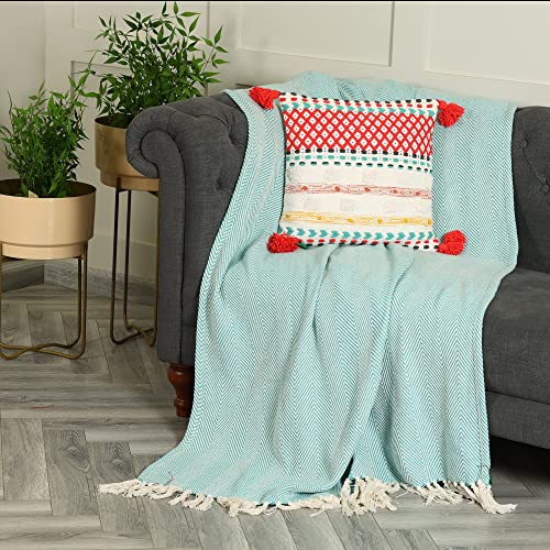 Image of SASHAA WORLD Cotton Decorative Cushion Cover with Zipper | Bedroom & Living Room | Multi 45X45 cm