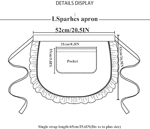 Miniatura 3 de Lindos delantales de encaje con volantes para mujer con bolsillos mitad vintage retro sexy bonito jardín cocina cocina sirvienta niña delantal de
