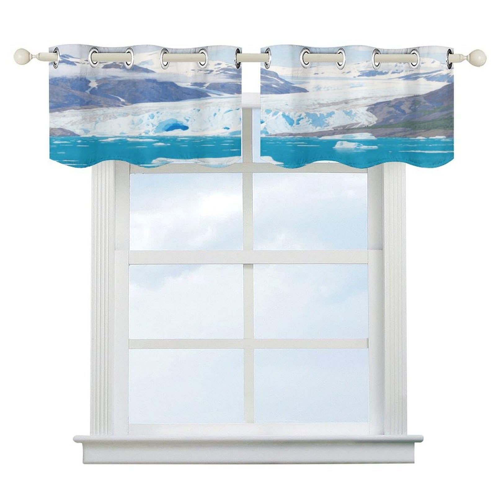 Fekiloot Style Glacier Fjord Short Curtains Valance Curtain