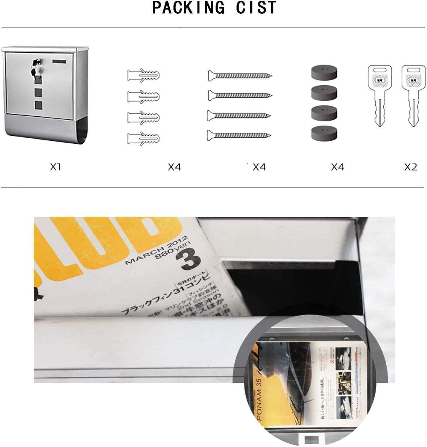 Post Box Wall Mounted Locking Wall Mount Mailbox Steel Key Lock Mail Boxes Outdoor Security Key Drop Box Collection Boxes 1107