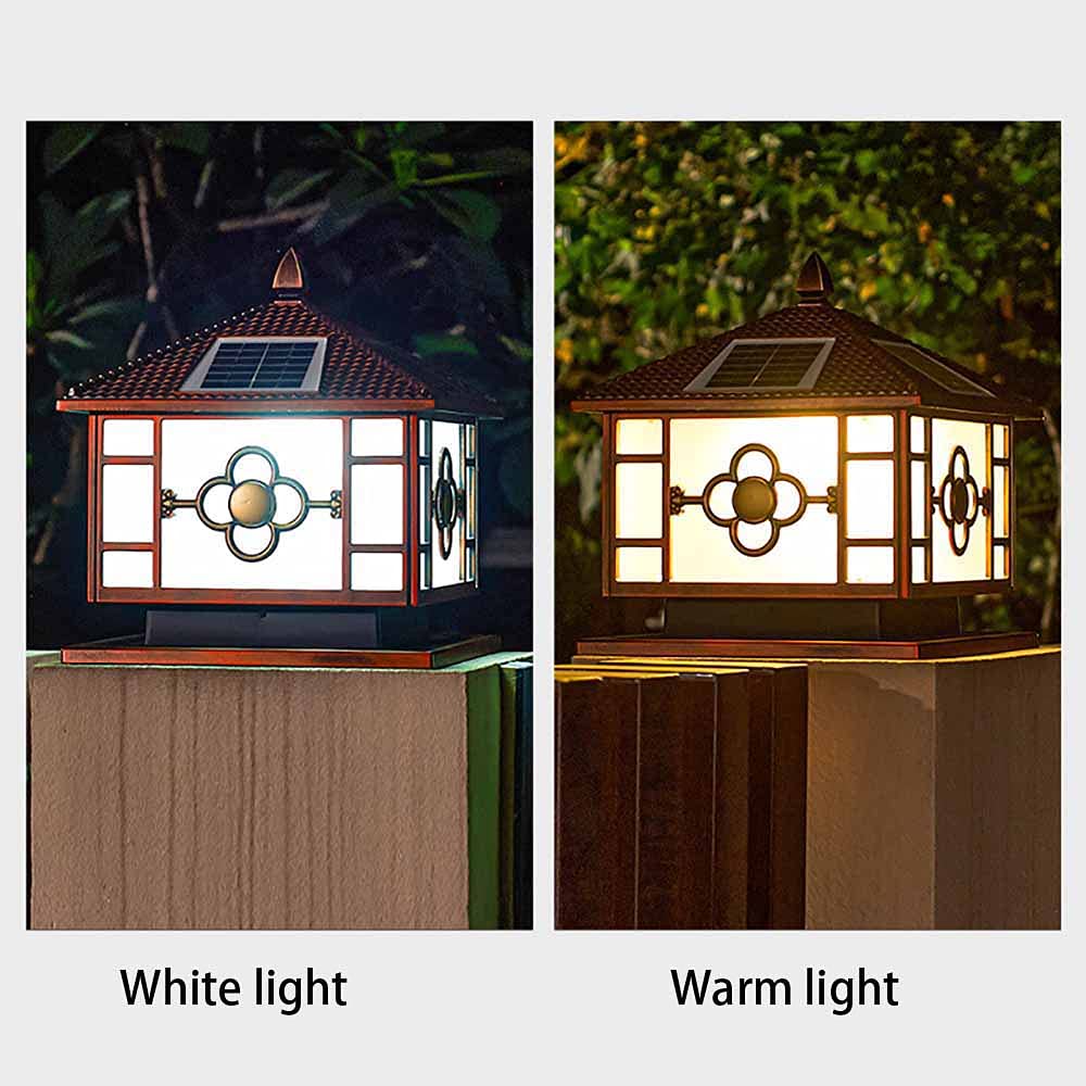 Zewnętrzne wodoodporne lampy solarne Kolumna IP55 Lampa ogrodowa Korytarz Dekoracyjna lampa z akrylowym abażurem, Możliwość przyciemniania, Ciepłe światło/Białe światło (M)
