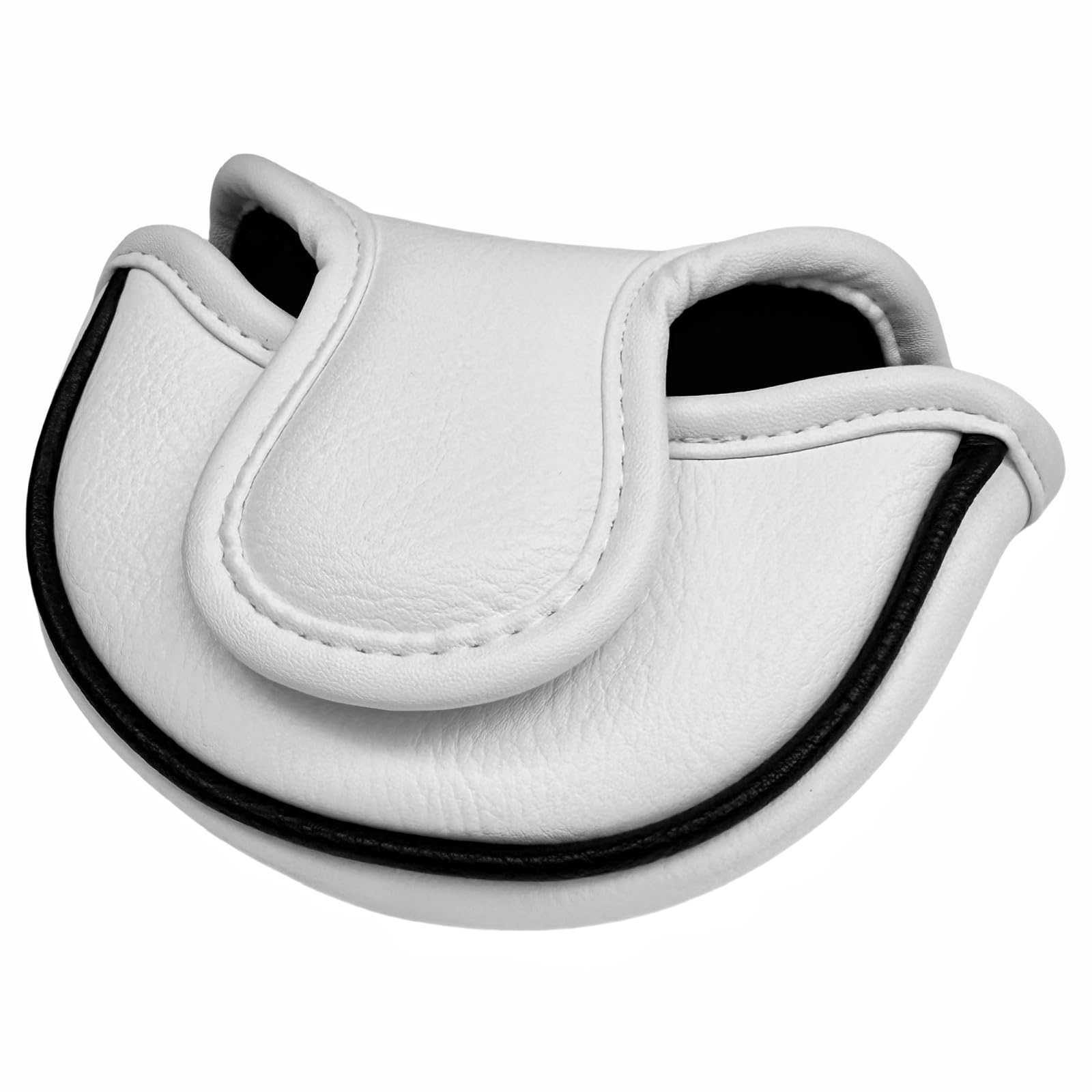 Classic Black or White Golf Half Mallet Putter Head Cover with Magnetic Closure, Small Round Putter Club Cover