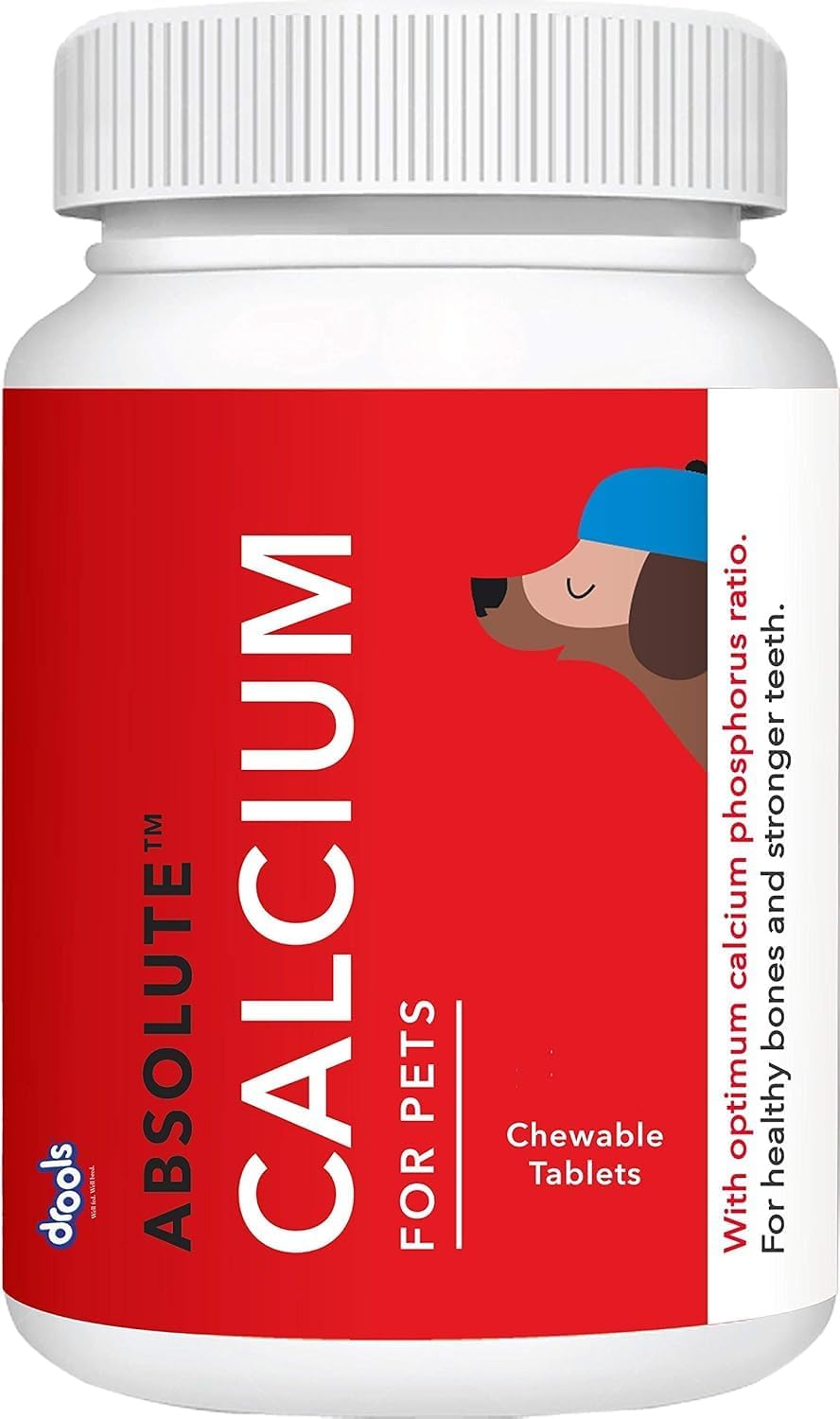 Absolute Dog Supplement Tablets 400g, 110 Pieces Jar | Calcium Flavour | Promotes Better Joint Health | Healthy Skeletal System | Highly Palatable | Maintaining Strong Bones and Teeth