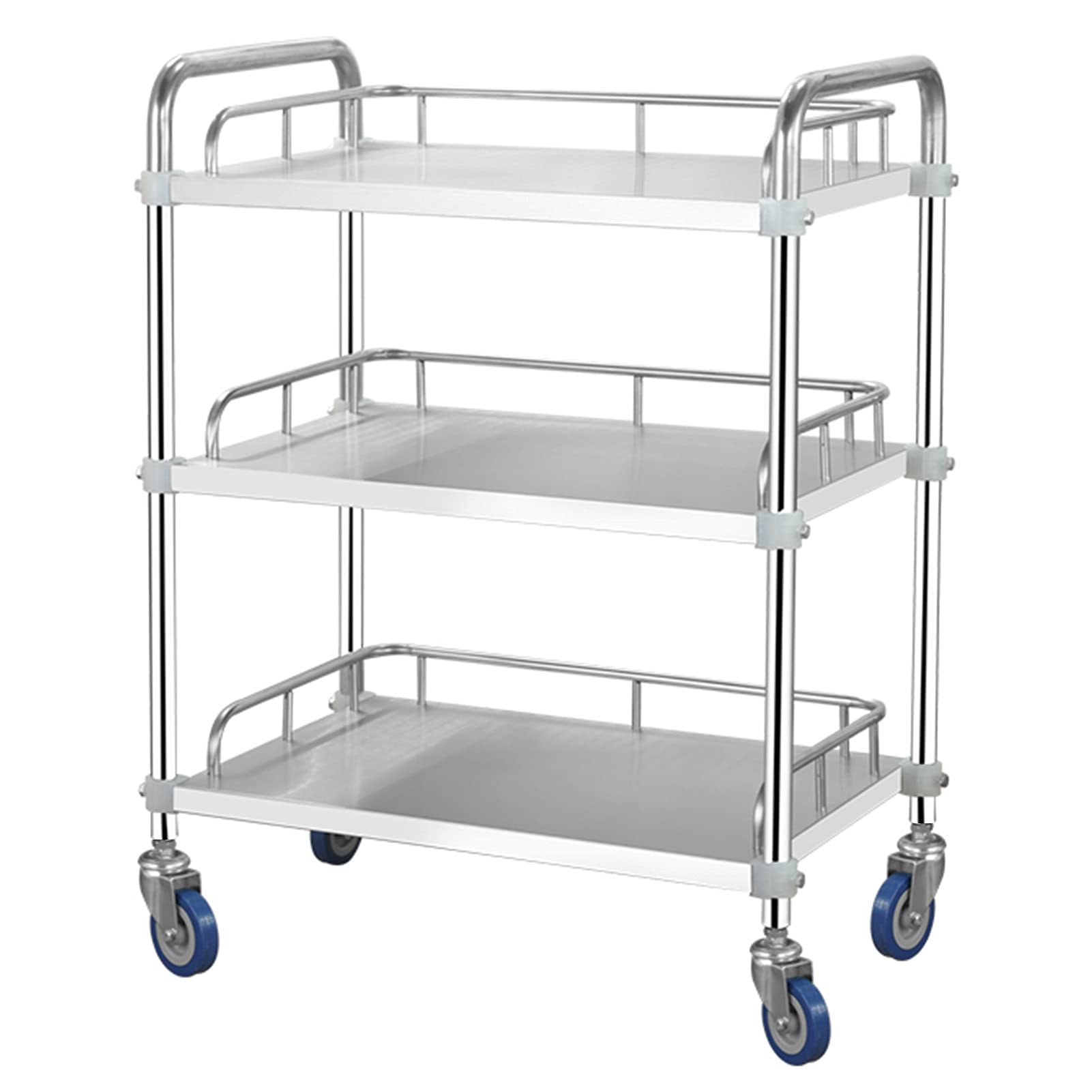 LJYKBFL Stainless Steel Utility Rolling Cart with Locking Wheels for Catering and Storage 2 Tier 45x35x82cm Commercial Grade Heavy Duty Kitchen Trolley