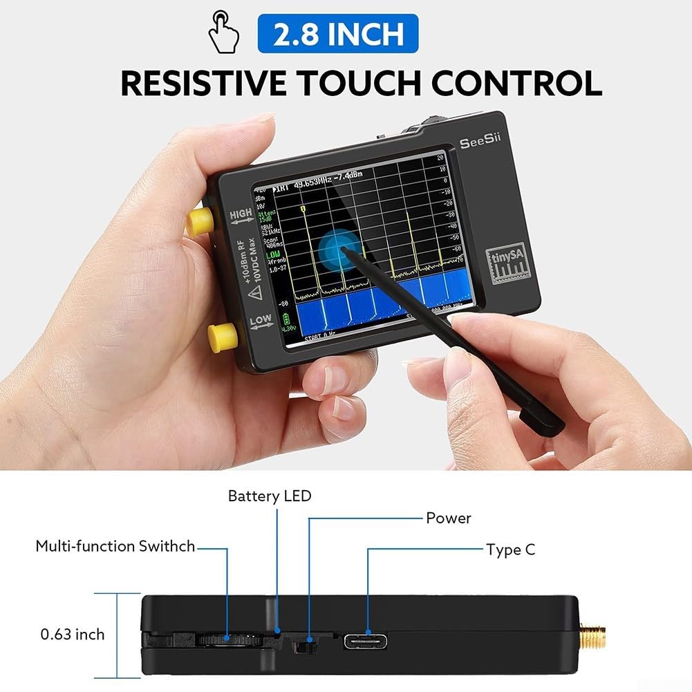 Analyseur de spectre portable Tinysa - Analyseur de fréquence portable compact - Pour les fréquences HF à UFor HF dans un design léger