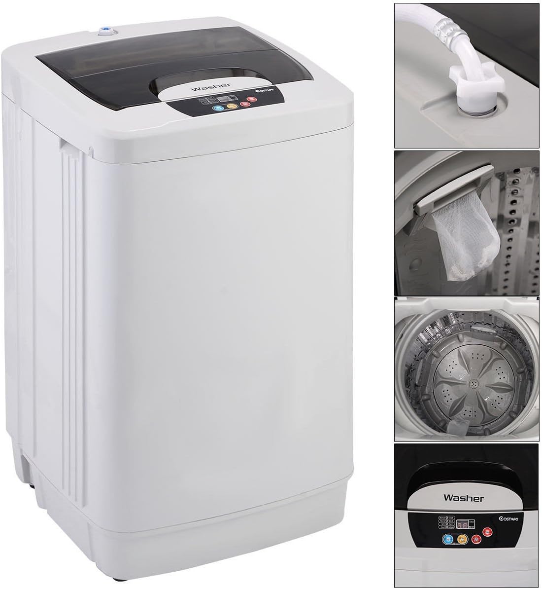 Small Portable Washing Machine Fully Automatic 12 LBS Spin Single Tube Compact