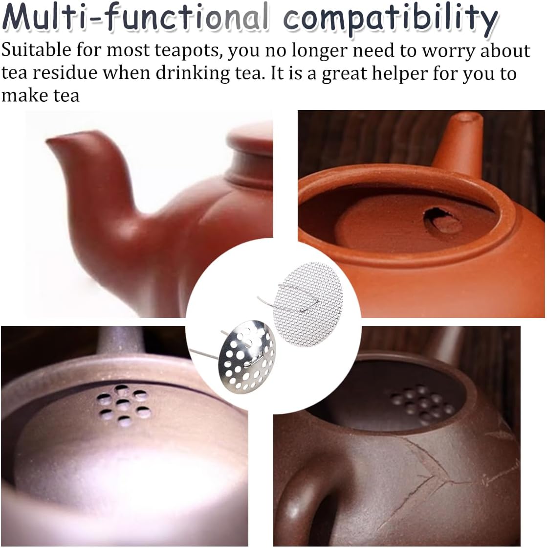 MOYEE 6Pcs 316 Stainless Steel Tea Infuser Reusable Mesh Filter for Teapot Kettle Spout Strainer Insert for Loose Tea Leaves Ensures Clog-Free Brewing Experience