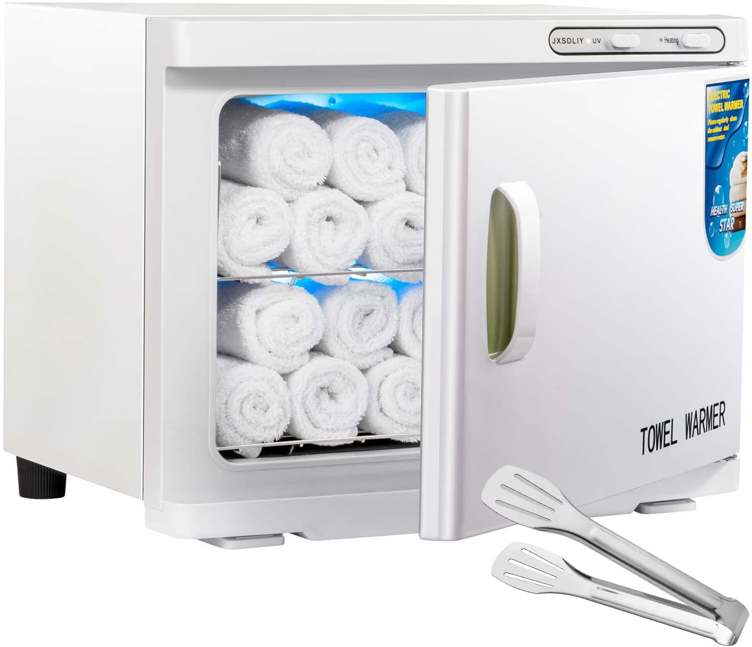 Hot Towel Warmer Cabinet with LED Lights 23L Large Capacity Towel Cabinet for Bathroom 2 in 1 Professional Hot Towel Warmer Facial Spa Massage Salon Heat Up Quick Towel Heater (White)