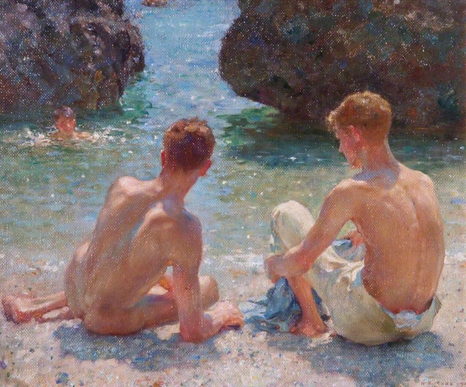 Poster Henry Tuke I Critici impression sur toile haut de gamme 50x70cm