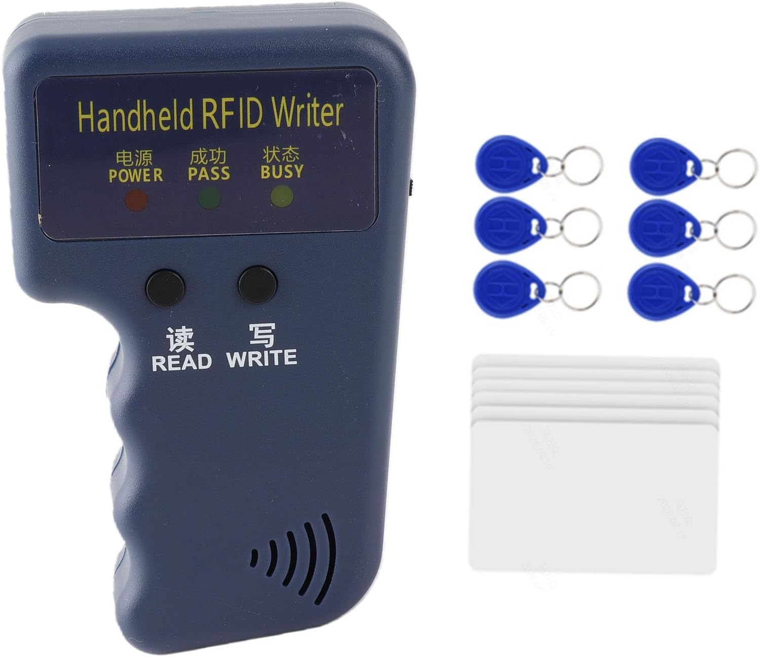 125khz RFID Reader Writer RFID Card Copier EM4100 EM410X Handheld RFID ID Card Duplicator with with 6 ID Cards and Tags, for for Community, School, Office, etc
