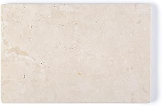 Koville Natural Travertine Marble Cutting Board for Kitchen Counter, 12" x 8" Real Stone Slab Marble Cheese Board for Home Decor, Stone Pastry Boards Bathroom Perfume Tray Candle Plate