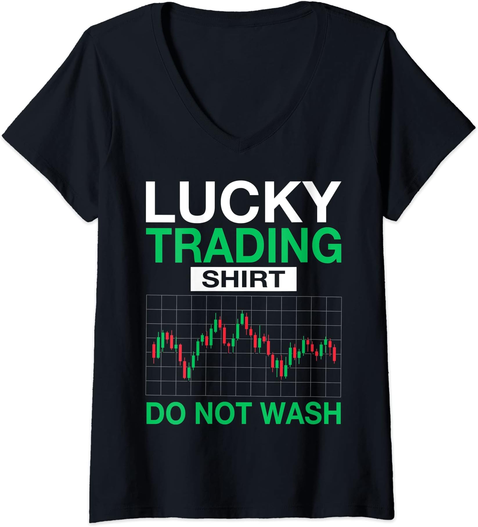 Womens Lucky Trading Shirt Funny Funny Stock Trading Stock Market V-Neck T-Shirt