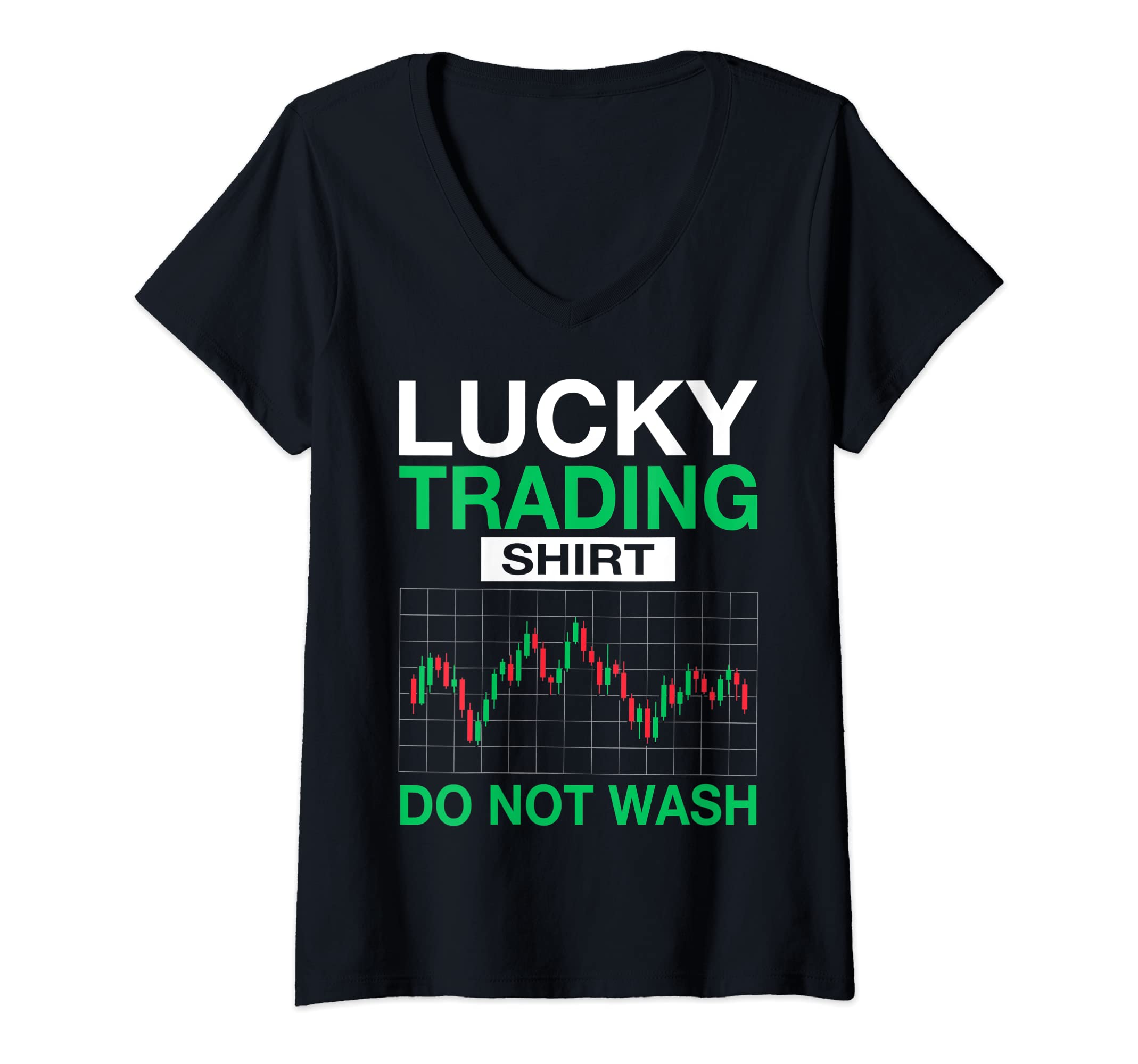 Womens Lucky Trading Shirt Funny Funny Stock Trading Stock Market V-Neck T-Shirt