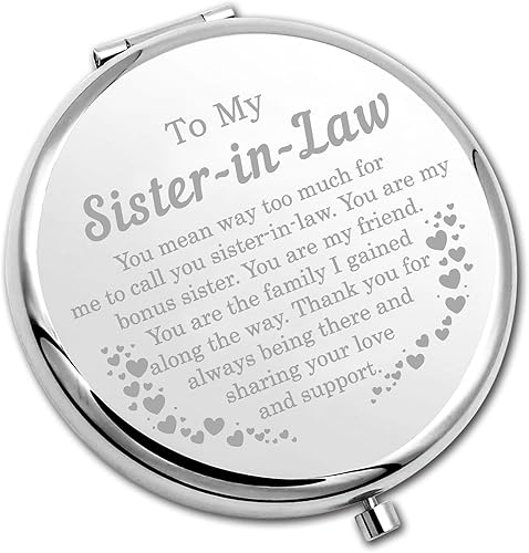 PLITI Espejo compacto para cuñada, regalo para hermana no biológica, regalo para mi cuñada, espejo de bolsillo inspirador (cuñada CM)