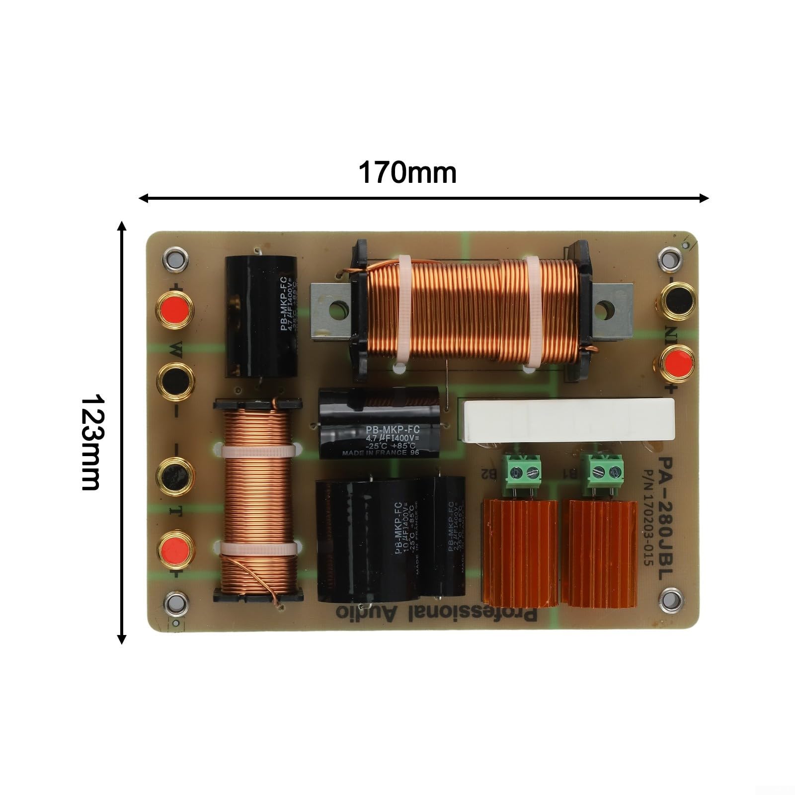 Crossover dorato 400 W per tweeter e bassi