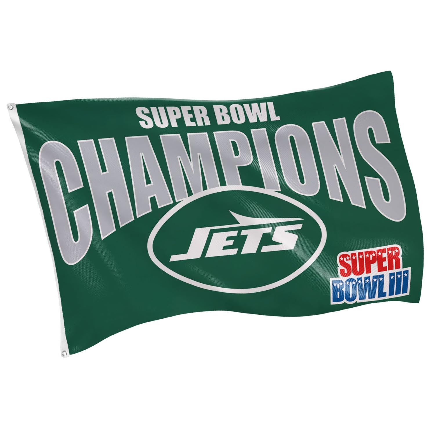 Team Sports America NFL New York Jets Multi-Win Superbowl Champions 3x5 Flag for Outside with Grommets | Outdoor & Indoor | Heavy Duty Flag & Banner | Works with Flag Pole for Outside House
