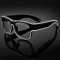 Vista 25 de Ainiv Gafas de luz inalámbrica, 3 modos, LED luminosas, que brillan en la oscuridad, para fiestas, DJ, EDM, Halloween, Navidad Inalámbrico - Rosa