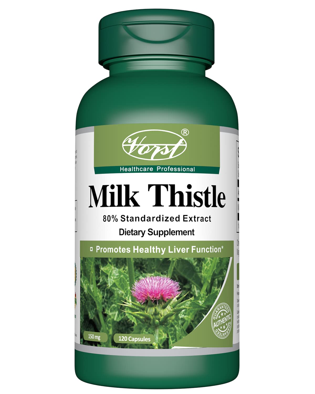 Vorst Milk Thistle 150mg 120 Capsules 80% Silymarin Extract Liver Health and Detoxification Liver Support Gallbladder Liver Detox Natural Cleanse Supplement Cardo de Leche...