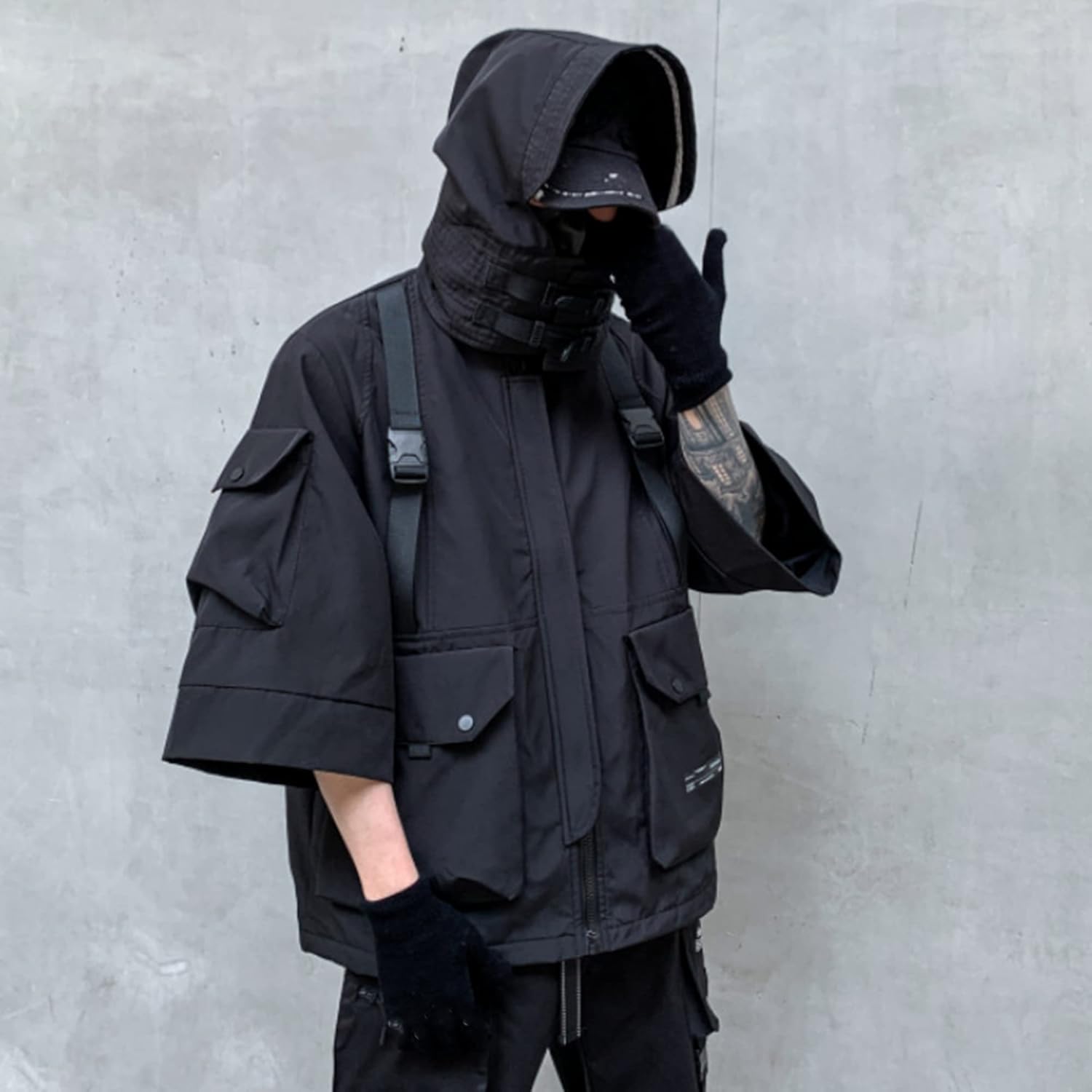XYXIONGMAO Men's Gothic Streetwear Windbreaker Techwear Functional Cyberpunk Jacket Hooded Tactical Zipper Bomber Jackets - Image 5