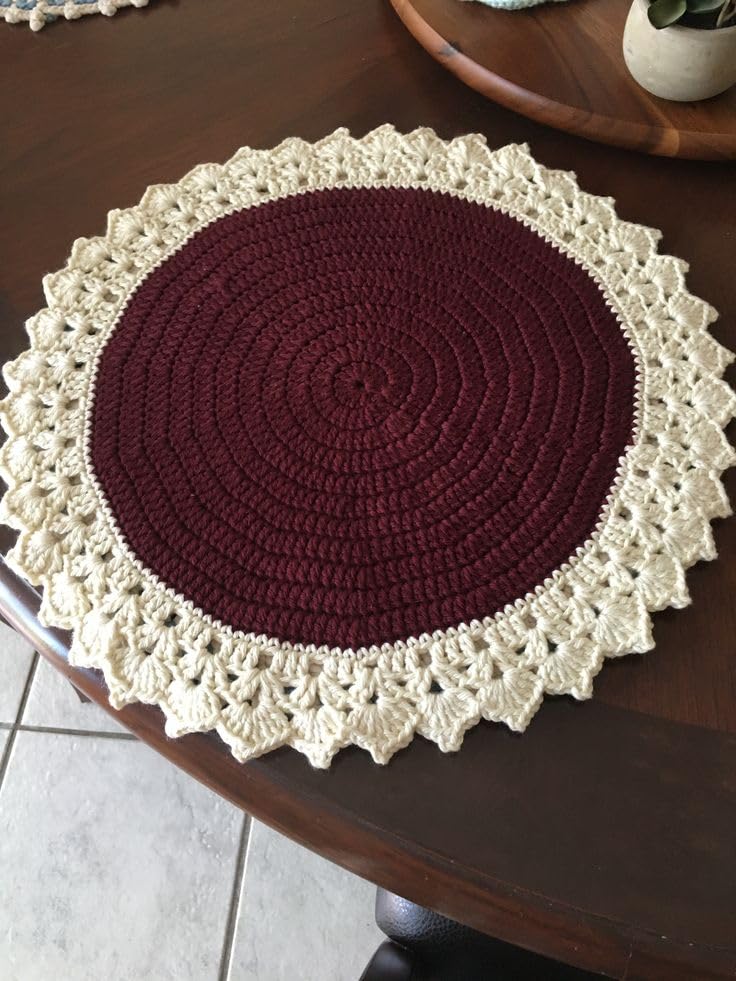 Image of Kavya Craft Present Woollen Handmade Crochet Table Mat /Thal posh (Sunflower CB, 16inch)